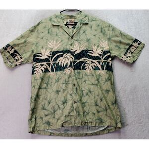 Winnie Fashion Shirt Mens Sz XL Green Hawaiian Short Sleeve Collared Button Down
